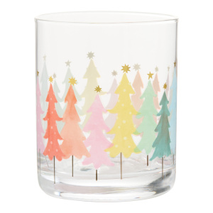 Rainbow Trees Double Old Fashioned Glass Set of 2