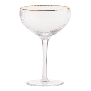 Gold Rim Ribbed Coupe Glass