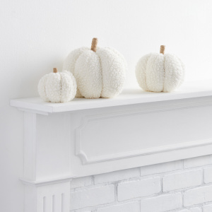 White Boucle Fabric Pumpkin D??cor