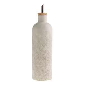 Vita Ivory and Brown Reactive Glaze Oil Bottle with Spout