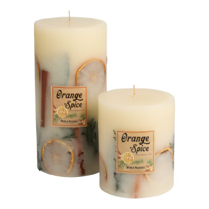 Orange Spice Botanical Inclusion Scented Pillar Candle