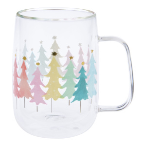 Multicolor Rainbow Holiday Tree Glass Mug