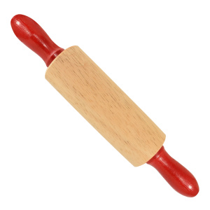Mini Red and Natural Wood Rolling Pin