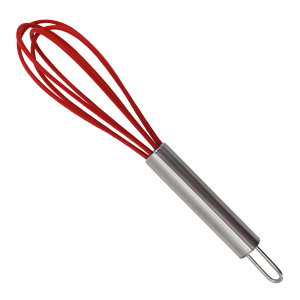 Mini Red Silicone and Stainless Steel Whisk Set of 2