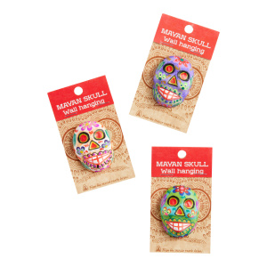 Small Mayan Ceramic Skull Decor Set Of 3