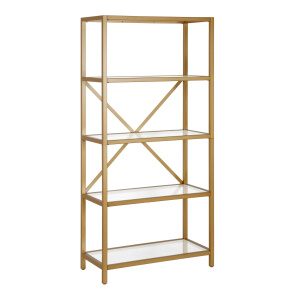 Perrin Hand Painted Metal and Glass X Back Bookshelf