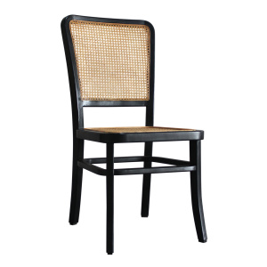 Anza Mahogany Wood and Rattan Cane Dining Chair 2 Piece Set