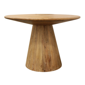 Banjar Round Distressed Natural Wood Pedestal Dining Table
