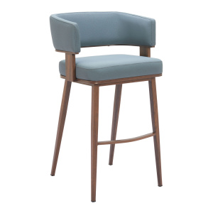 Bedmore Blue Faux Leather Upholstered Barstool 2 Piece Set