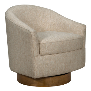 Hayden Exposed Wood Roll Arm Upholstered Swivel Chair