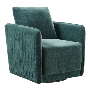 Bennet Green Basketweave Track Arm Upholstered Swivel Chair