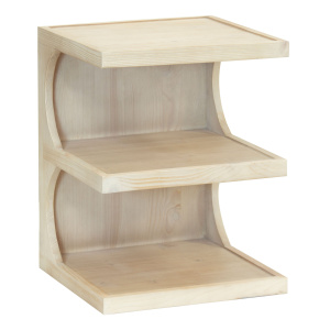 Naxian Natural Spruce Wood Side Table with Shelves