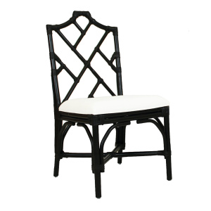 Albi Black Rattan Upholstered Dining Chair 2 Piece Set