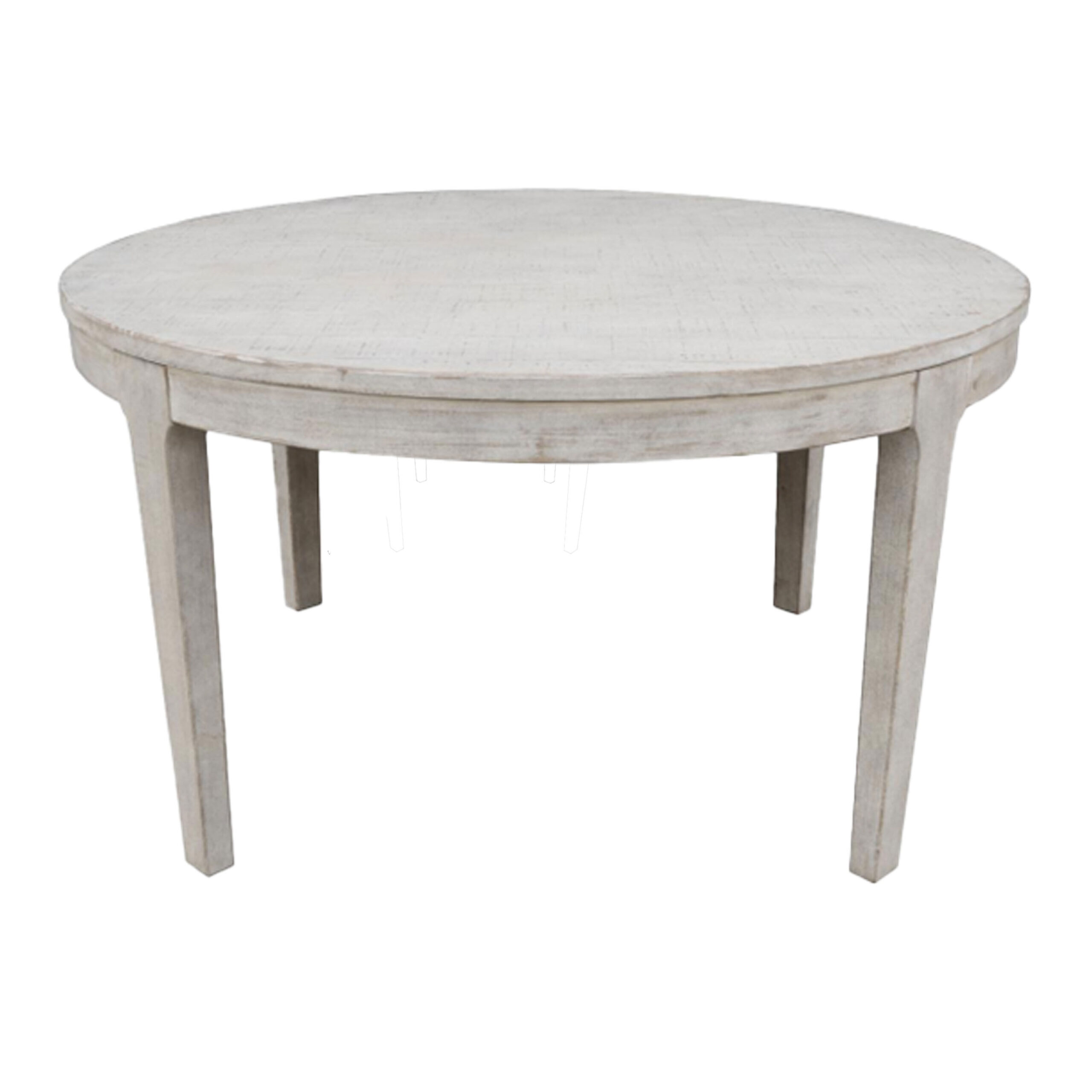 Indio Round Whitewash Reclaimed Pine Wood Dining Table