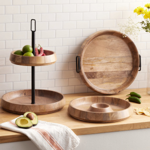 Light Mango Wood Modern Serveware Collection