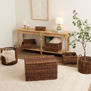 Madras Dark Brown Abaca Storage Basket Collection